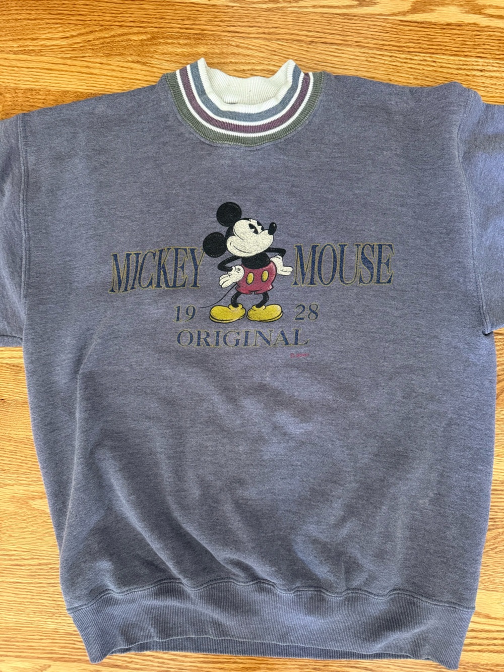 Vintage Disney Mickey Mouse Heather Blue Graphic Sweatshirt - Size M